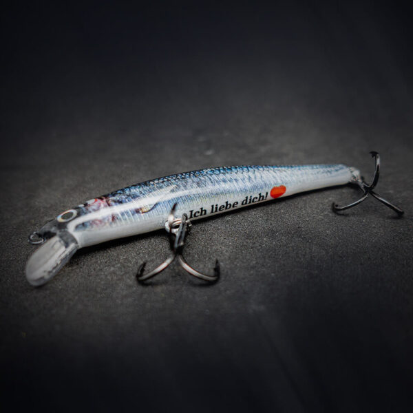 Personalisierter Angelköder mit individuellem Aufdruck als Angelgeschenk