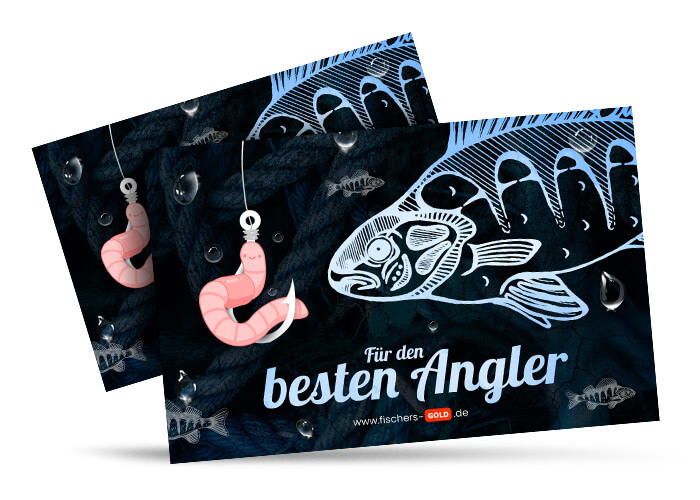 Geschenk Karte für bester Angler Fischers Gold