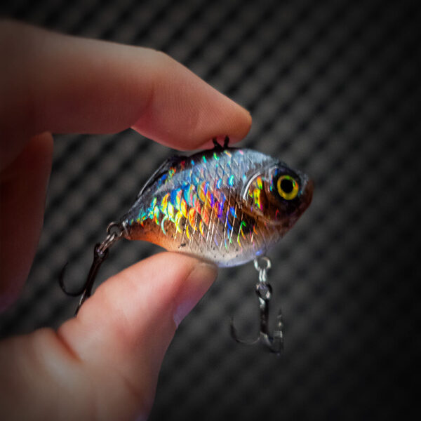 Sonnenbarsch Angelköder Detailbild mit holografischen Schuppen