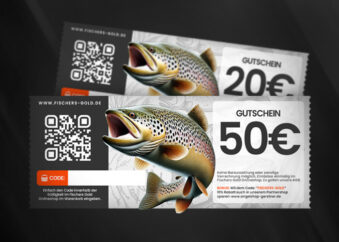 Gutscheine und Geschenke für Angler mit Forellen Motiv