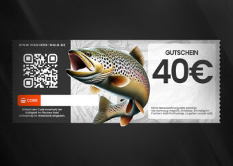 Angel Gutschein mit Motiv Forelle im Wert von 40 Euro.
