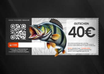 Gechenk für Angler Gutschein 40 Euro Wert mit Barschmotiv