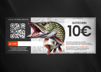Shop Gutschein für Angler über 10 Euro mit Motiv Hecht.