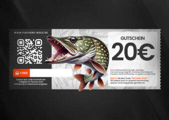 Shop Gutschein für Angler über 20 Euro mit Motiv Hecht.