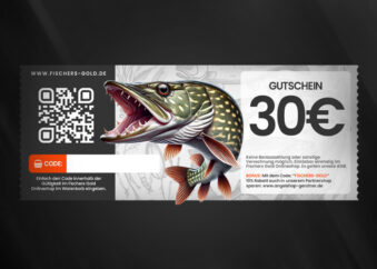 Shop Gutschein für Angler über 30 Euro mit Motiv Hecht.