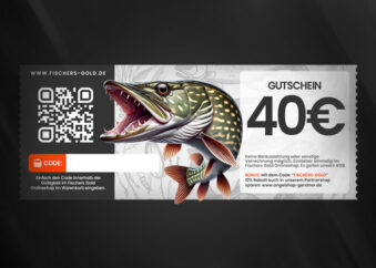 Shop Gutschein für Angler über 40 Euro mit Motiv Hecht.