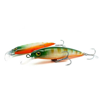 Handgestalteter Twitchbait Wobbler in der Farbe Barsch Neon.