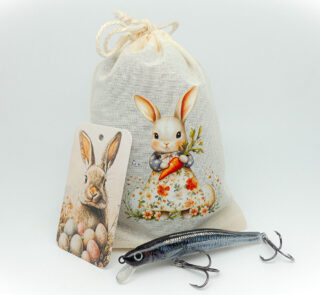 Geschenk für Angler zu Ostern, Stoffbeutel für Angelköder zum verschenken.