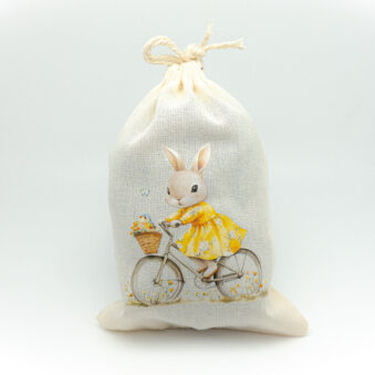Geschenk für Angler zu Ostern, Stoffbeutel für Angelköder mit Oster-Motiv. Beispiel 4