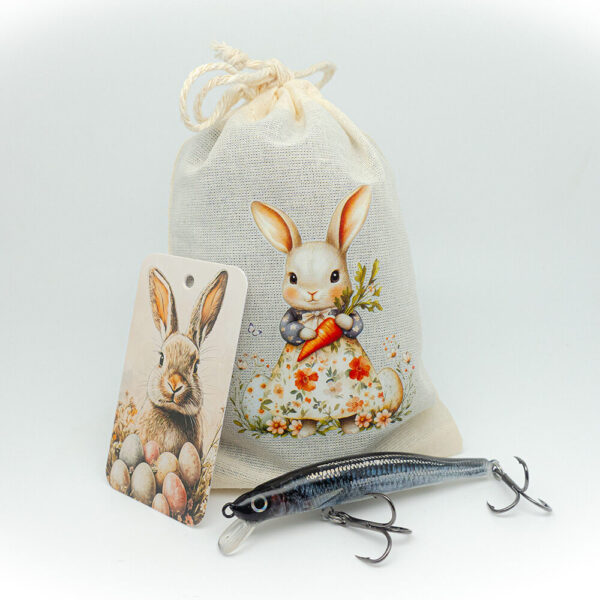 Geschenk für Angler zu Ostern, Stoffbeutel für Angelköder zum verschenken.