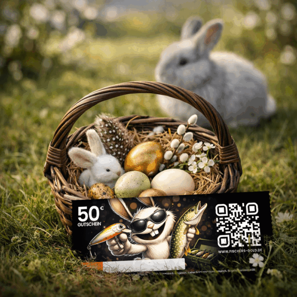 Gutschein für Angler zu Ostern, Beispielbild.