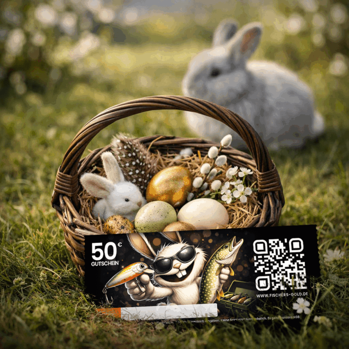 Gutschein für Angler zu Ostern, Beispielbild.