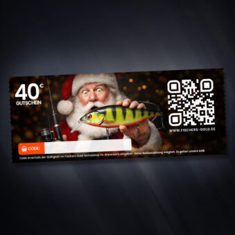 gutschein für Angler zu Weihnachten im Wert von 40 Euro zum ausdrucken oder versenden.