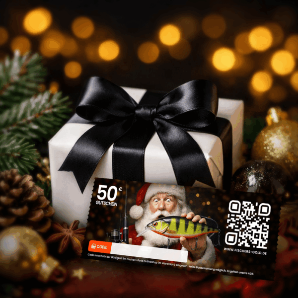 Gutschein für Angler zu Weihnachten, Beispielbild.