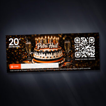 Gutschein für Angler zum Geburtstag im Wert von 20 Euro zum ausdrucken oder versenden.
