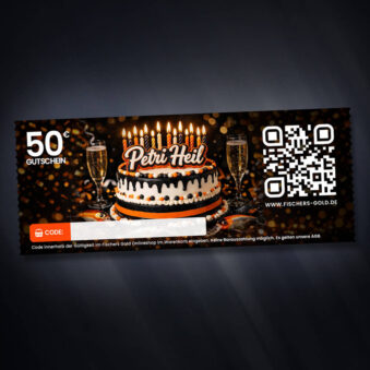 Gutschein für Angler zum Geburtstag zum ausdrucken oder digital zum verschenken.