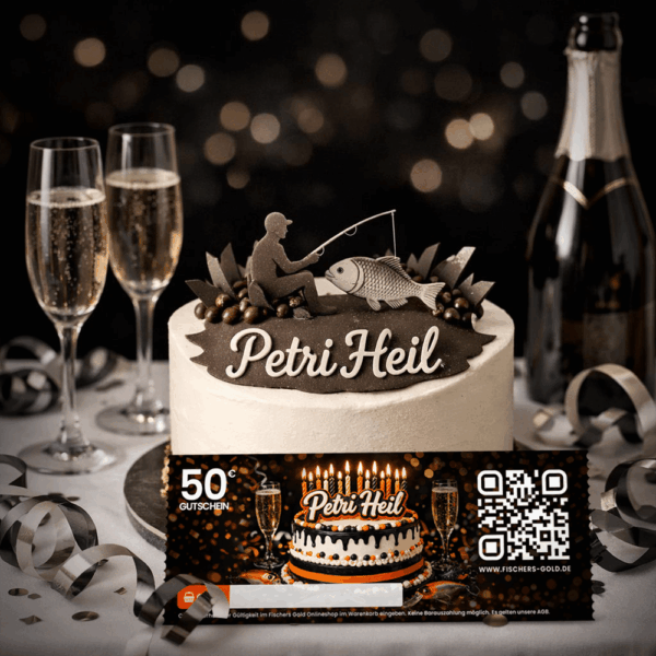 Gutschein für Angler zum Geburtstag, Beispielbild.