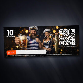 Gutschein für Angler zum Vatertag im Wert von 10 Euro.