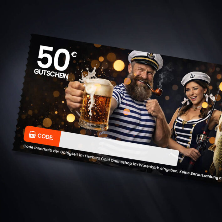 Gutschein für Angler zum Vatertag im Wert von 10 bis 50 Euro zum ausdrucken oder digital versenden.