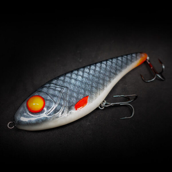 Hechtköder Angelköder Jerkbait in der Farbe UV/Anthrazit.