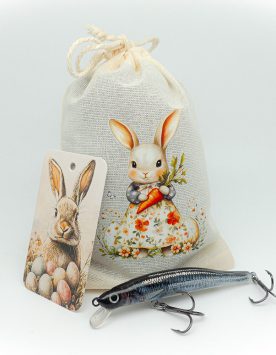 Geschenk für Angler zu Ostern, Stoffbeutel für Angelköder zum verschenken.