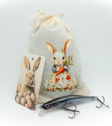 Geschenk für Angler zu Ostern, Stoffbeutel für Angelköder zum verschenken.